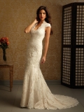 Elegant High neck Full Lace Mermaid/Trumpet Wedding Dress
