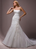 Lace Flower Taffeta Mermaid/Trumpet Wedding Dress Bubble Hem
