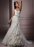 Sweetheart Romantic Flower Organza A line Wedding Dress