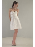 Short Wedding Dresses Taffeta Lace Bow Sweetheart