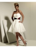 Ivory/Burgundy Wedding Dresses Short Sash Lace Sweetheart