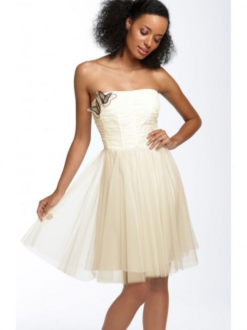Short Wedding Dress Ivory Empire Satin Strapless