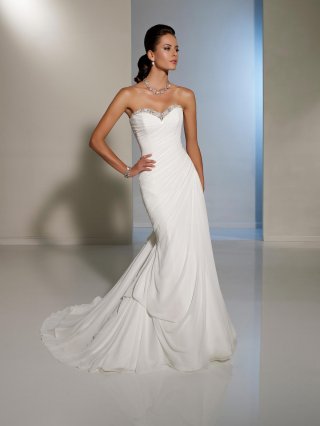 Chic Corset Wedding Gown A-line Crystal Chiffon Strapless