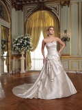 Elegant Wedding Gown A-line Flowers Satin Strapless