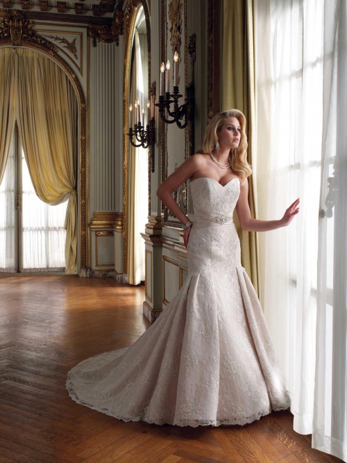 Elegant Wedding Gown Mermaid Lace Satin Sweetheart