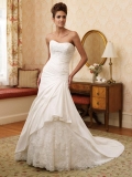 Scoop Strapless Lace Taffeta A-line Wedding Dress
