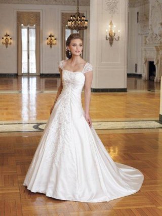 A-line Off-the-shoulder Cap Sleeves Wedding Dress