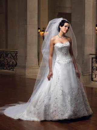 A-line/Princess Embroidery Satin Bridal Dress
