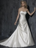 Ivory Scoop Strapless Beaded Satin A-line Wedding Gown