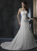 Strapless Lace Beaded Chiffon A-line Wedding Dress