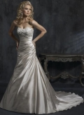 Scoop Strapless Beaded Soft Satin A-line/Princess Wedding Dress