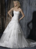 Strapless Tulle flowers Organza A-line Wedding Drress