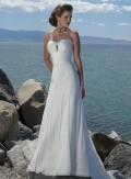 Simple Beaded Chiffon Beach Destination Wedding Dress