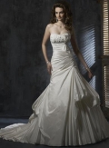 Ivory Strapless Beaded Lace Taffeta A-line Wedding Dress