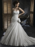 Strapless Beaded Taffeta Fitted A-line Simple Wedding Dress