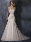 Embellished lace Satin Tulle Fitted A-line Wedding Dress