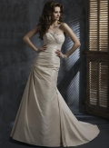 Light Gold Strapless Beaded Taffeta Simple Wedding Dress