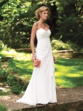Spaghetti straps Beaded Chiffon Informal Simple Wedding Dress