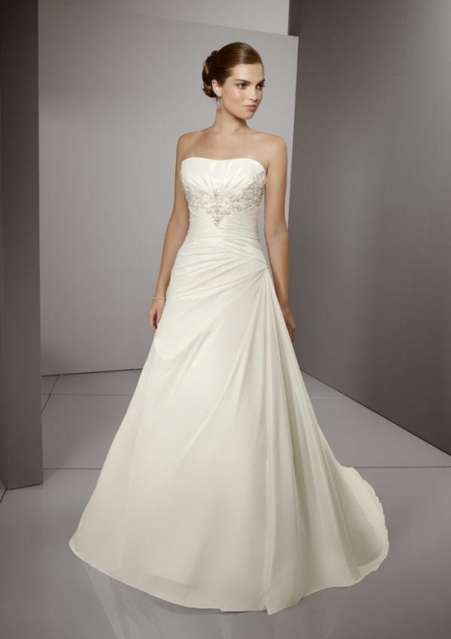 Beaded Embroidery Taffeta A-line/Princess Simple Wedding Dress
