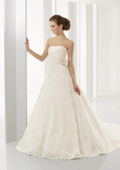 Ivory Removable Flower Lace A-line/Princess Wedding Dress