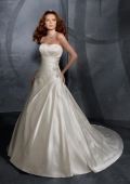 Modern Embroidery Beaded Satin A-line/Princess Wedding Dress