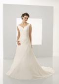 Ivory V-neck Chiffon Lace A-line/Princess Wedding Dress