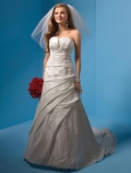 Ivory Embroidered Lace Beaded Taffeta Princess Wedding Dress