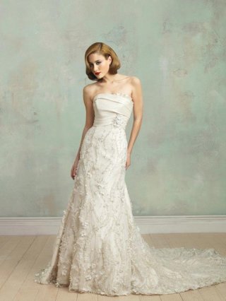 Ivory Ruffles Floral Couture Vintage Formal Wedding Dresses
