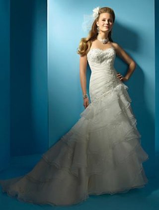 Crystal Beaded Organza Embroidered Lace A-line Wedding Dress