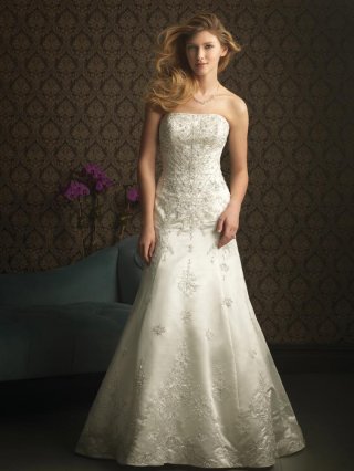 Strapless Embroidery Beaded Formal Unique Wedding Dresses