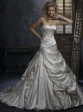 Strapless Beaded Ruffles A-line Silhouette Corset Wedding Gown