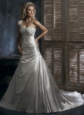 Elegant One shoulder Lace Applique Corset Wedding Dress