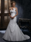 Diamond White Bow A-line Silhouette Corset Wedding Gown