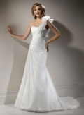 White Elegant Organza Floral A-line Corset Wedding Dress
