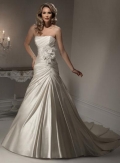 Romantic Strapless Floral Satin A-line Corset Wedding Gown