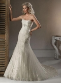 Beaded Embellished Lace Organza A-line Corset Wedding Gown