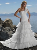 One Shoulder Tiered Organza A line Destination Wedding Dress