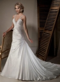 Sexy V-neck Beaded Straps Taffeta A line Wedding Dress