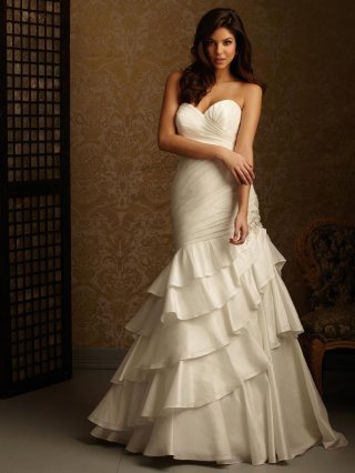 Layers Sweetheart Ruched Fitted A line Corset Wedding Dress
