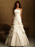 Romantic Ruched Taffeta A line Wedding Dress