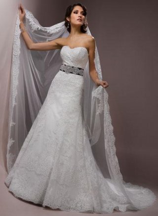 Classic Lace A line Corset Ivory and Black Wedding Dress