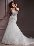 Chiffon floral Lace Fitted A-line Romantic Wedding Gown
