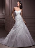 Corset Pleated Beaded Taffeta A line Wedding Gown