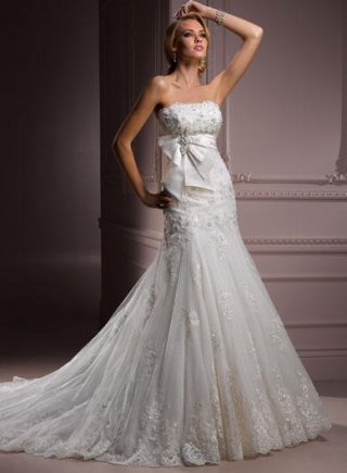 Tulle Applique Lace Fit And Flare Exquisite Wedding Gown