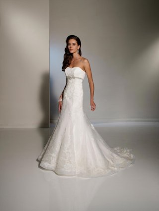 Romantic Wedding Gown Crystal Lace Organza Sweetheart