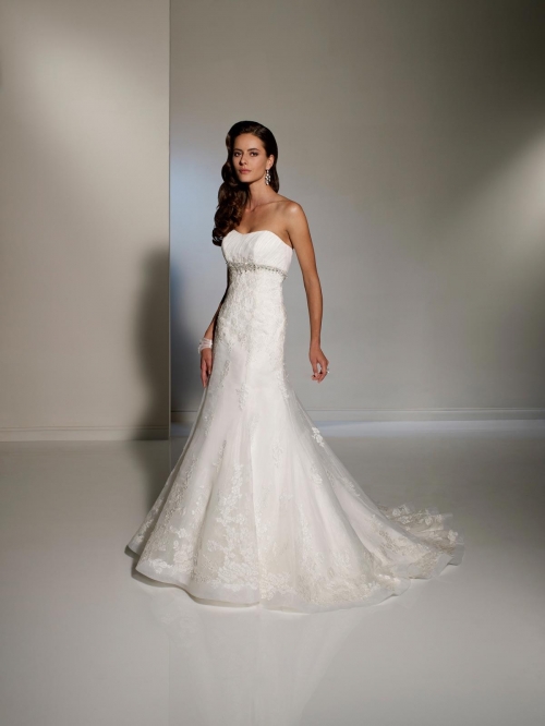 Romantic Wedding Gown Crystal Lace Organza Sweetheart