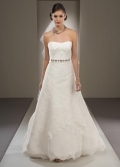 Chapel train Sash Lace Organza A-line/Princess Bridal Dress