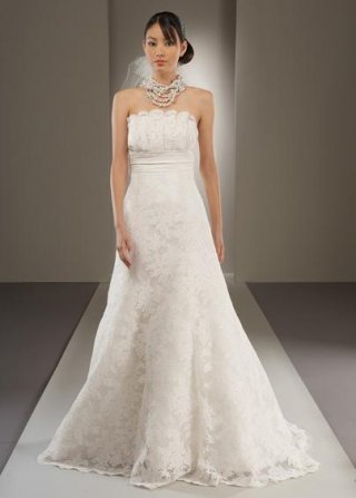Chapel train Embroidered Lace Taffeta A-line/Princess Bridal Dress