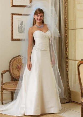 Beaded Embroidery Silk Like A-line/Princess Designer Wedding Dress