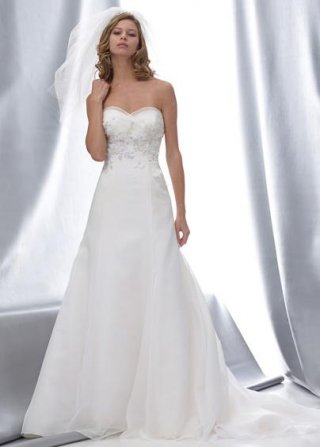 Sweetheart Full length Beaded Organza A-line/Princess Wedding Dress